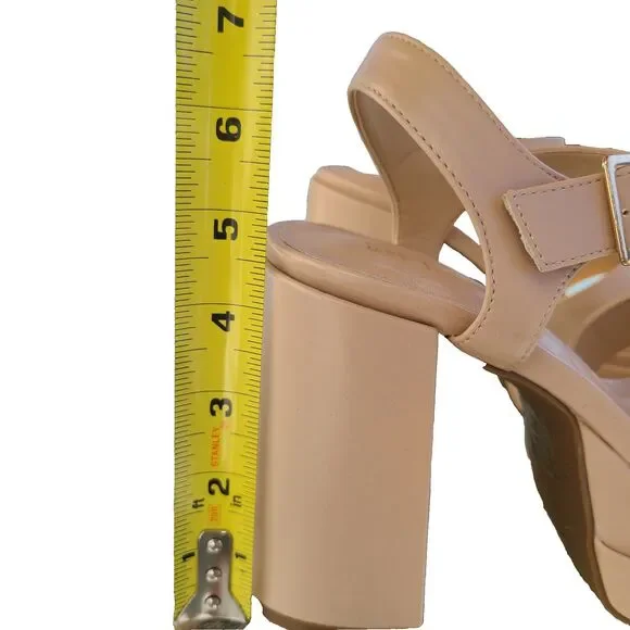 DREAM PAIRS Square Toe Platform Chunky Heel Sandals 8.5 Graduation Wedding Dance - Picture 6 of 10